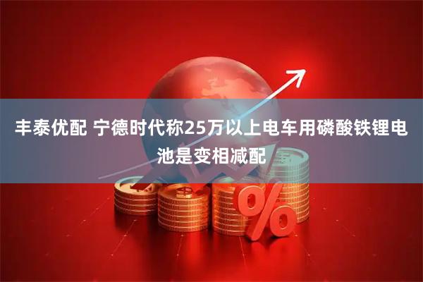 丰泰优配 宁德时代称25万以上电车用磷酸铁锂电池是变相减配