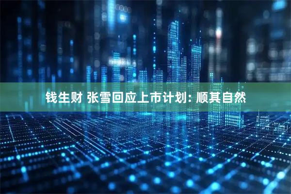 钱生财 张雪回应上市计划: 顺其自然