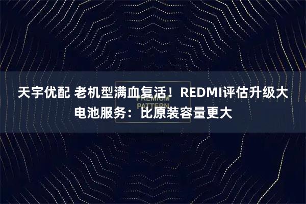 天宇优配 老机型满血复活！REDMI评估升级大电池服务：比原装容量更大