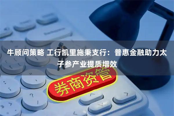牛顾问策略 工行凯里施秉支行：普惠金融助力太子参产业提质增效