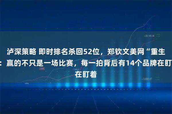 泸深策略 即时排名杀回52位，郑钦文美网“重生”：赢的不只是一场比赛，每一拍背后有14个品牌在盯着